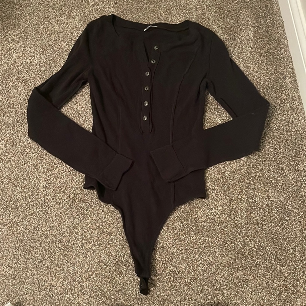 Free people waffle button up bodysuit